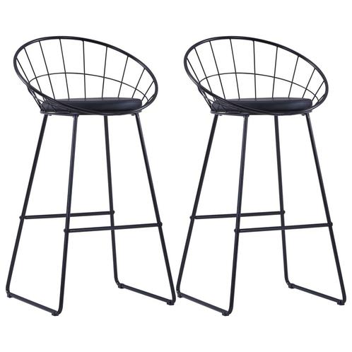 vidaXL Barstoelen 2 st kunstleer zwart, Huis en Inrichting, Barkrukken, Nieuw, Verzenden