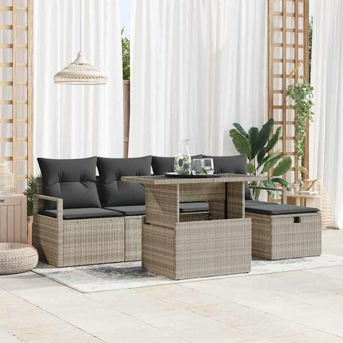 vidaXL Tuinbank Set met kussen met opslag 6 pcs Lichtgrijs, Tuin en Terras, Tuinsets en Loungesets, Nieuw, Verzenden