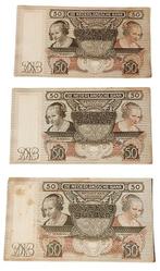 Nederland. - 3 x 50 Gulden 1941 ( 2 verschillende datums ) -, Timbres & Monnaies, Monnaies | Pays-Bas