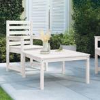 vidaXL Table de jardin blanc 82,5x82,5x45 cm bois massif, Verzenden