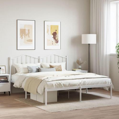 vidaXL Bedframe met hoofdbord metaal wit 160x200 cm, Huis en Inrichting, Slaapkamer | Bedden, Nieuw, Verzenden