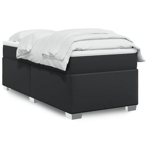 vidaXL Boxspring met matras kunstleer zwart 90x200 cm, Huis en Inrichting, Slaapkamer | Bedden, Nieuw, Verzenden