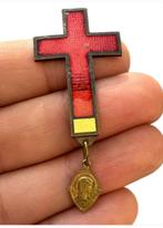 Kruis - Gotisch en delicaat religieus souvenir van brons en, Antiek en Kunst