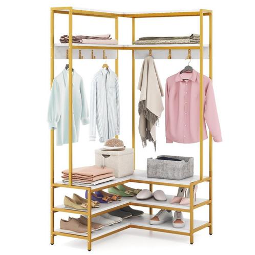 Tweedekans | Coast Hoekkledingrek 90x90x178 cm Wit/Goud – 7, Huis en Inrichting, Woonaccessoires | Kapstokken, Ophalen of Verzenden