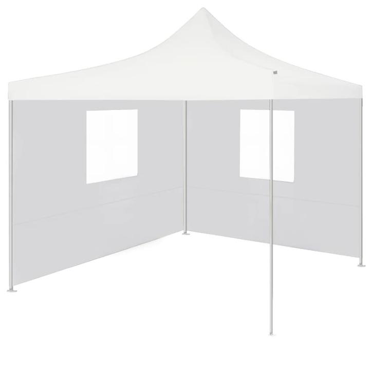 vidaXL Partytent met 2 zijwanden inklapbaar 3x3 m staal wit, Jardin & Terrasse, Tonnelles, Envoi