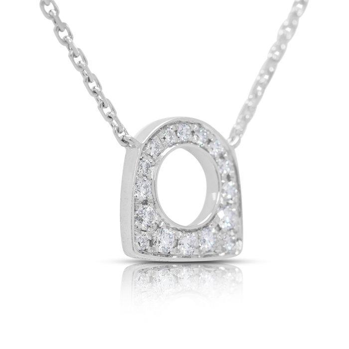 Halsketting - 18 karaat Witgoud - 0.14ct. tw. Diamant, Handtassen en Accessoires, Kettingen