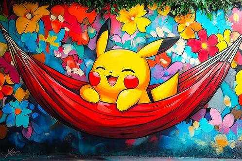 X-Art - Pikachu smiling relaxing Pop Art, Antiek en Kunst, Kunst | Schilderijen | Modern