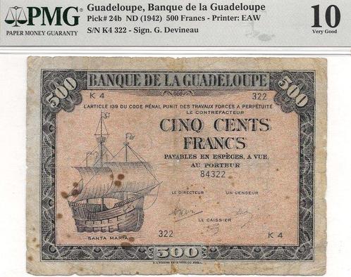 Guadeloupe - 500 Francs 1942 - Pick 24b, Timbres & Monnaies, Monnaies | Pays-Bas