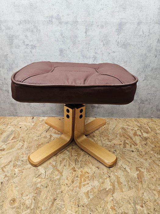 Ottoman - Bois, Cuir - Repose-pieds / pouf à piètement en, Antiek en Kunst, Kunst | Designobjecten