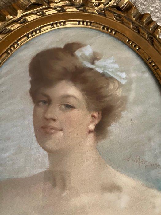 L. Marguerite - Antique pastel of a Parisienne, Antiek en Kunst, Curiosa en Brocante