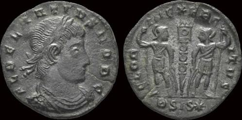 335-337ad Roman Delmatius Ae follis two soldiers standing..., Postzegels en Munten, Munten en Bankbiljetten | Verzamelingen, Verzenden
