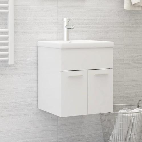 vidaXL Wastafelkast 41x38,5x46 cm bewerkt hout hoogglans wit, Huis en Inrichting, Badkamer | Badkamermeubels, Nieuw, Verzenden