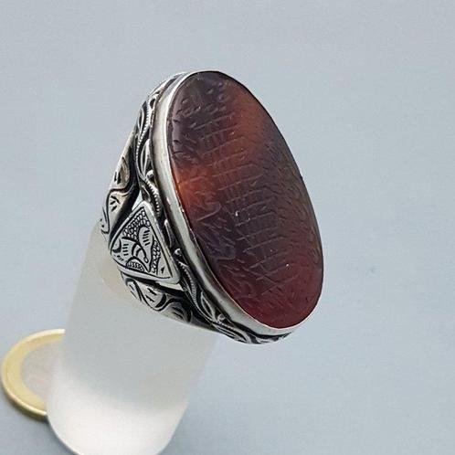 Zilver, Islamitische Tekst - Ring - Carneool., Antiek en Kunst, Kunst | Niet-Westerse kunst