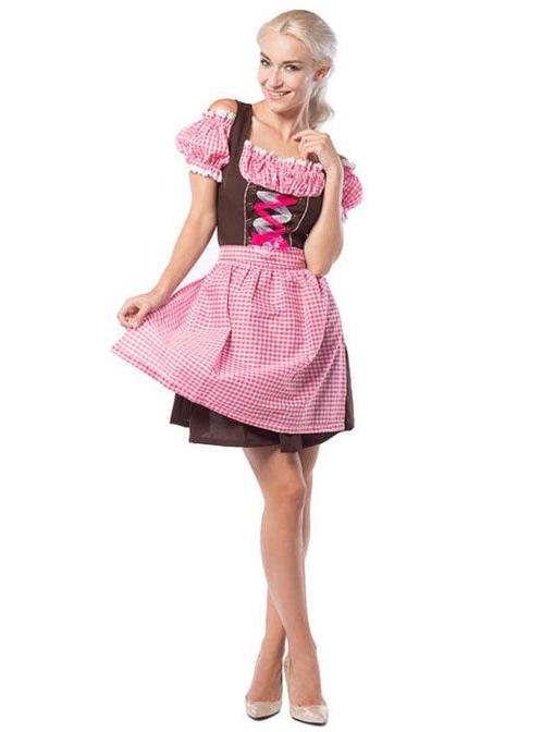 Dirndl Jurk Oktoberfest Roze Bruin, Kinderen en Baby's, Carnavalskleding en Verkleedspullen, Nieuw, Verzenden