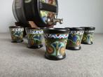 Vat - met 5 bekers - Aardewerk, Plateel - drank, jenever