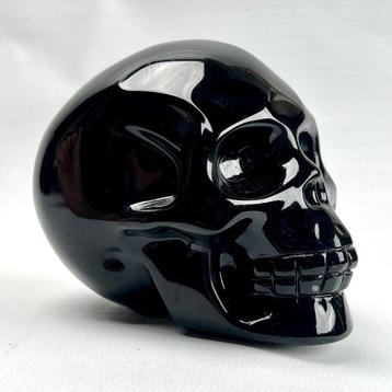 Obsidienne Crâne en obsidienne noire fine - Hauteur : 9.1 cm