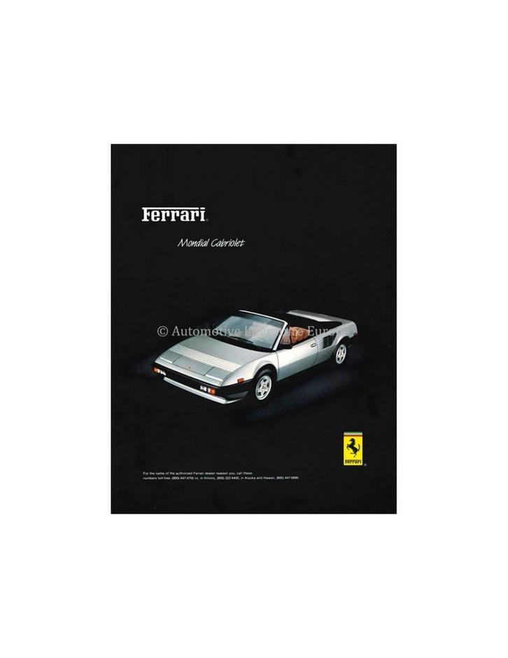1983 FERRARI 308 MONDIAL CABRIOLET LEAFLET ENGELS (VS), Boeken, Auto's | Folders en Tijdschriften