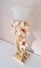 Tafellamp - Ceramic, Glass - Large (65 cm) lamp with flowers, Antiek en Kunst