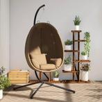 vidaXL Hangstoel met standaard stof en staal taupe, Tuin en Terras, Verzenden, Nieuw