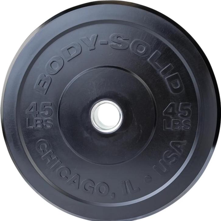Body-Solid Chicago Extreme Zwarte Olympische Bumperplates 25, Sport en Fitness, Fitnessmaterialen, Nieuw, Verzenden
