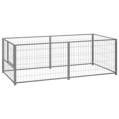 vidaXL Hondenkennel 200x100x70 cm staal zilverkleurig, Dieren en Toebehoren, Hondenbenches, Nieuw, Verzenden