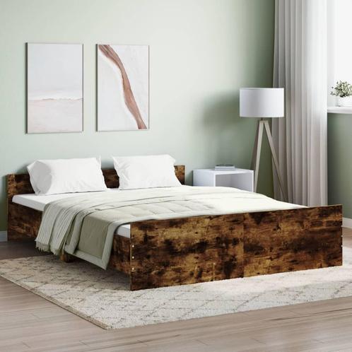 vidaXL Bedframe met hoofd- en voeteneinde gerookt eiken, Maison & Meubles, Chambre à coucher | Lits, Envoi