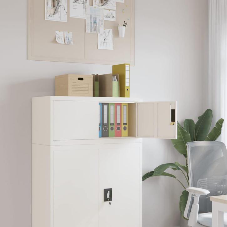 vidaXL Archiefkast 90x40x40 cm staal wit, Huis en Inrichting, Kasten | Overige, Nieuw, Verzenden