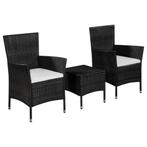 vidaXL 3-delige Bistroset poly rattan zwart, Tuin en Terras, Tuinsets en Loungesets, Verzenden, Nieuw