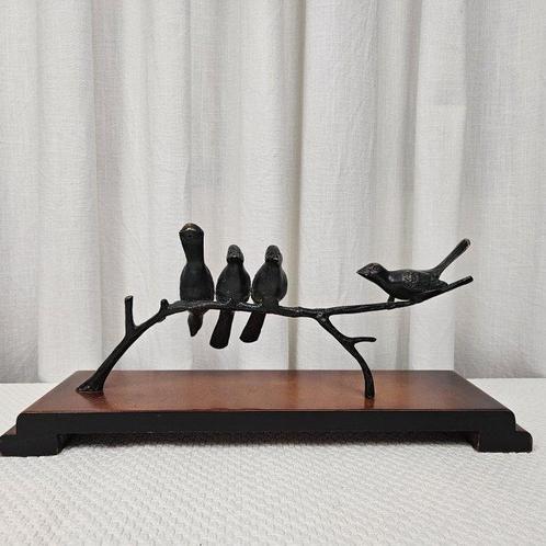 sculptuur, Vogels op tak - 19 cm - Brons, Hout, Antiek en Kunst, Kunst | Designobjecten