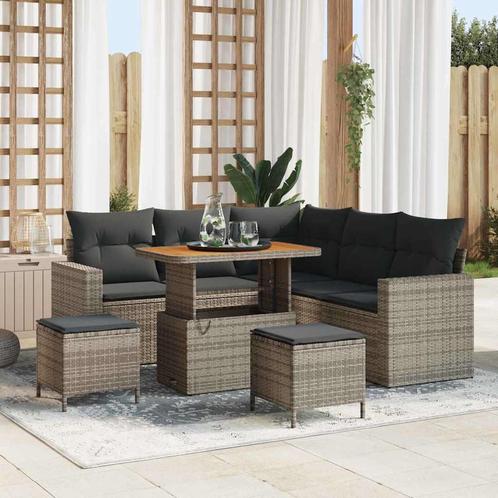 vidaXL Tuinbank Set met kussen met opslag 8 pcs Grijs 90 x, Tuin en Terras, Tuinsets en Loungesets, Nieuw, Verzenden