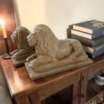 sculptuur, Leoni coppia - 21 cm - Steen, Antiek en Kunst