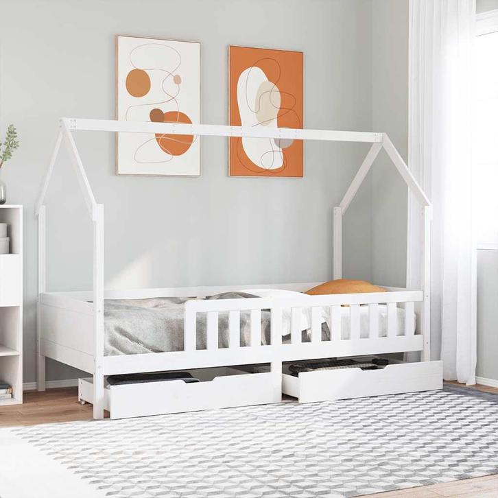 vidaXL Kinderbedframe met lades 80x200 cm massief grenenhout, Huis en Inrichting, Slaapkamer | Bedden, Nieuw, Verzenden