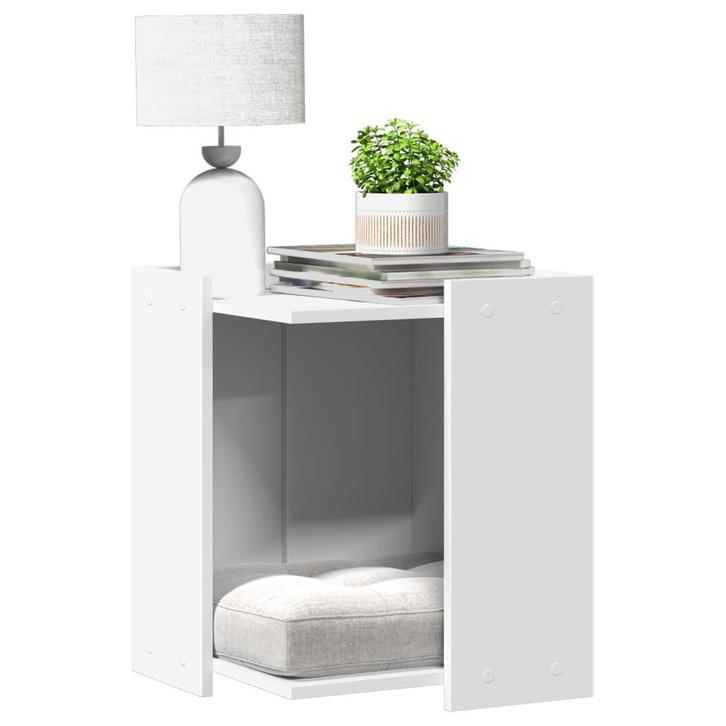 vidaXL Kattenbakkast 42x42x51 cm bewerkt hout wit, Dieren en Toebehoren, Katten-accessoires, Nieuw, Verzenden