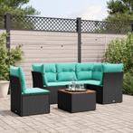 vidaXL 6-delige Loungeset met kussens poly rattan zwart, Verzenden, Loungeset