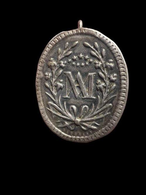Reliekhouder - Glas, Textiel, Zilver - 1800-1850 - Ex Sluier, Antiek en Kunst, Kunst | Niet-Westerse kunst
