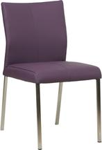 Paarse leren moderne eetkamerstoel - poot vierkant inox -, Huis en Inrichting, Stoelen, Nieuw, Leer, Ophalen of Verzenden, Eén
