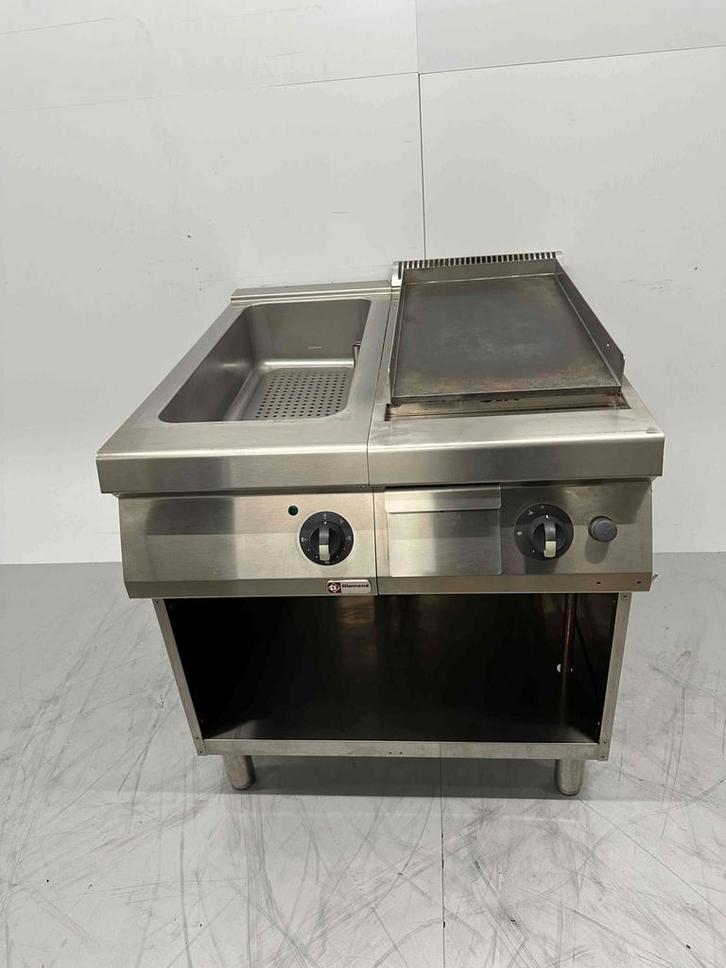 RVS Diamond bakplaat met bain marie Gas / 230V Horeca, Zakelijke goederen, Horeca | Keukenapparatuur, Ophalen of Verzenden