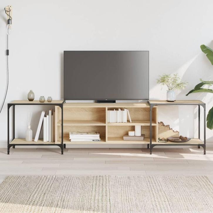 vidaXL Tv-meubel 203x37x50 cm bewerkt hout sonoma, Huis en Inrichting, Kasten |Televisiemeubels, Nieuw, Verzenden