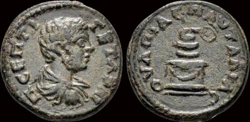 198-209ad Thrace Pautalia Geta, as Caesar Ae19 altar Brons, Postzegels en Munten, Munten en Bankbiljetten | Verzamelingen, Verzenden