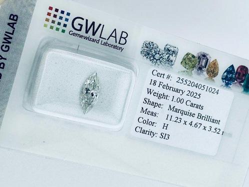 1 pcs Diamant (Natuurlijk) - 1.00 ct - Markies - H - SI3 -, Handtassen en Accessoires, Edelstenen