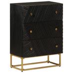 vidaXL Commode noir 55x30x76 cm bois massif de manguier, Maison & Meubles, Verzenden, Neuf