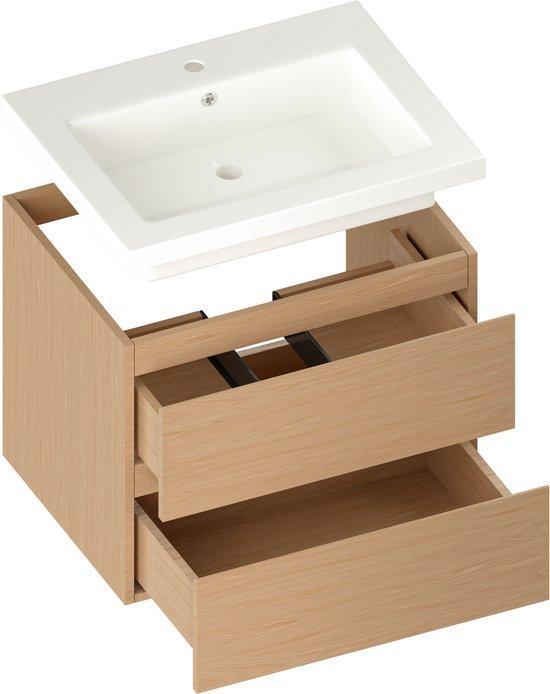 2dekans | Mirlux Badkamermeubel Licht Eiken 60 cm - Wastafel, Maison & Meubles, Salle de bain | Meubles de Salle de bain, Enlèvement ou Envoi