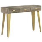 vidaXL Table console Bois de manguier Gris avec laiton