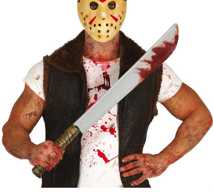 Halloween Bloederige Machete 74cm, Hobby en Vrije tijd, Feestartikelen, Nieuw, Verzenden