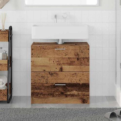 vidaXL Wastafelkast met lade Oud Hout 59 x 37 x 59 cm, Huis en Inrichting, Tafels | Kaptafels, Nieuw, Verzenden