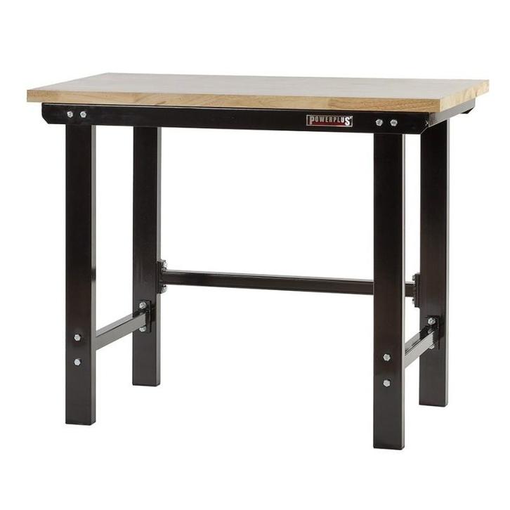 Werkbank zwart 120 cm met hardhouten blad, Doe-het-zelf en Bouw, Werkbanken, Ophalen of Verzenden