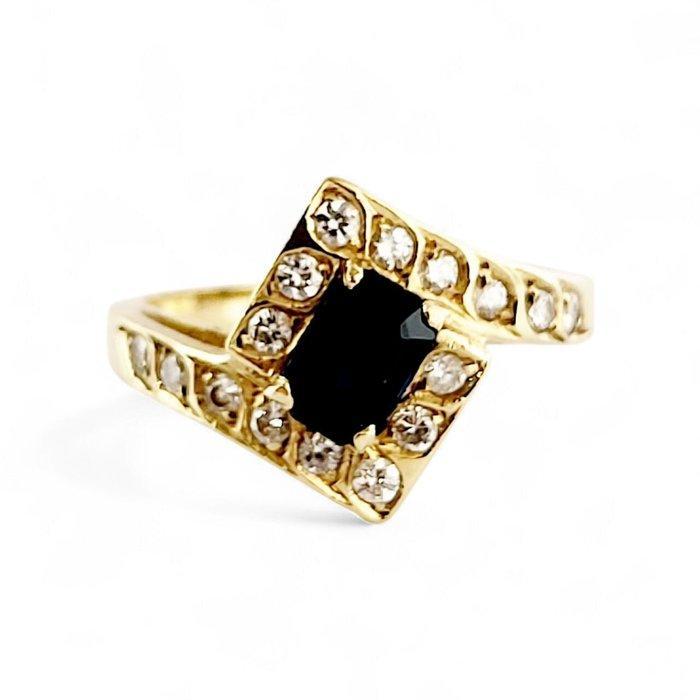 Ring - 18 karaat Geel goud - 2.00ct. tw. Saffier - Diamant, Bijoux, Sacs & Beauté, Bagues