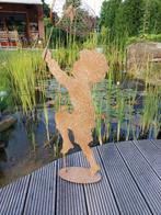 Statue, garden statue silhouette of boy with butterfly net -