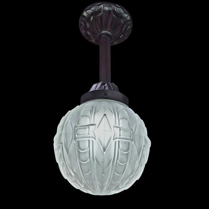 Lampe à suspendre - Verre, Métal - Suspension Art Déco, Antiquités & Art, Art | Objets design