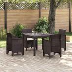 vidaXL Tuin Eettafel Set 5 pcs Bruin Polt riet, Tuin en Terras, Verzenden, Nieuw